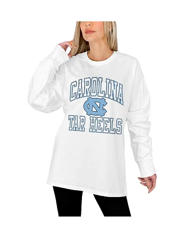 Gameday Couture Women's White North Carolina Tar Heels Mind Games Oversized Long Sleeve T-Shirt