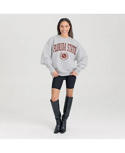 Gameday Couture Women's Ash Florida State Seminoles Oversized Tradition Refined Premium Fleece Sweatshirt