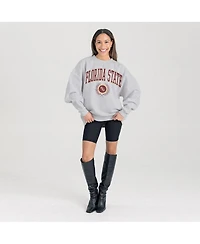 Gameday Couture Women's Ash Florida State Seminoles Oversized Tradition Refined Premium Fleece Sweatshirt