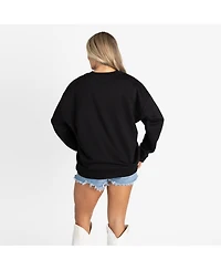 Gameday Couture Women's Black Chicago Bears Oversized Level Up Label Premium Fleece Sweatshirt