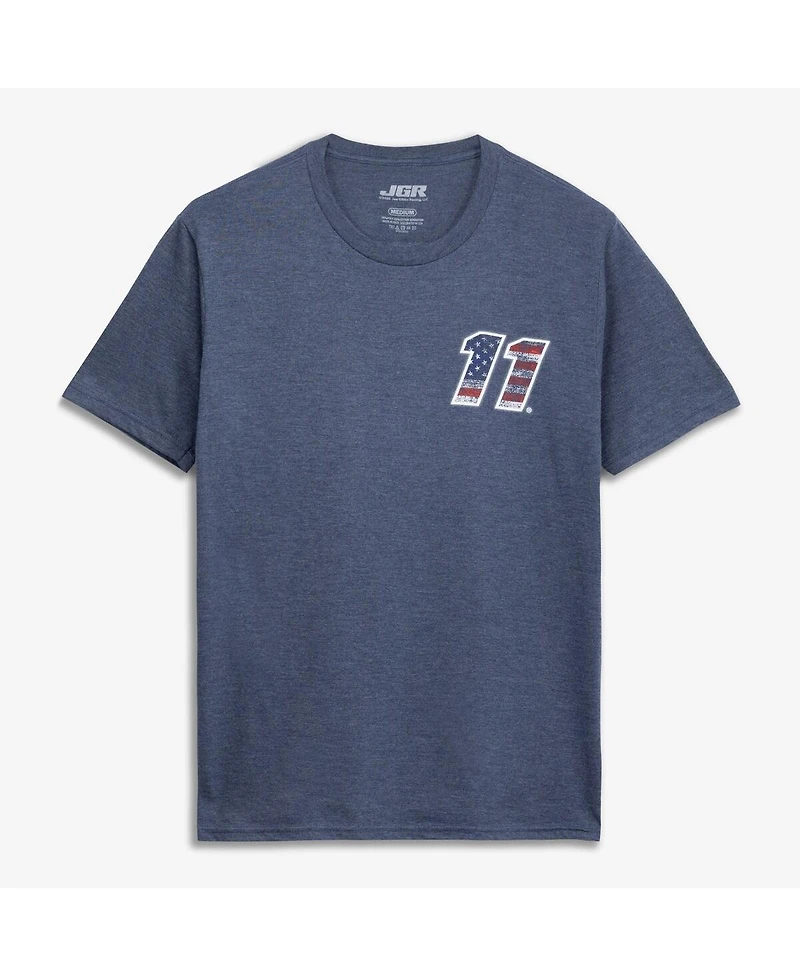 Classic Ink Usa Men's Heather Navy Denny Hamlin 11 Patriotic Number Tri-Blend T-Shirt