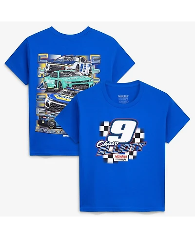 Classic Ink Usa Big Boys and Girls Royal Chase Elliott 9 Multi-Sponsor T-Shirt