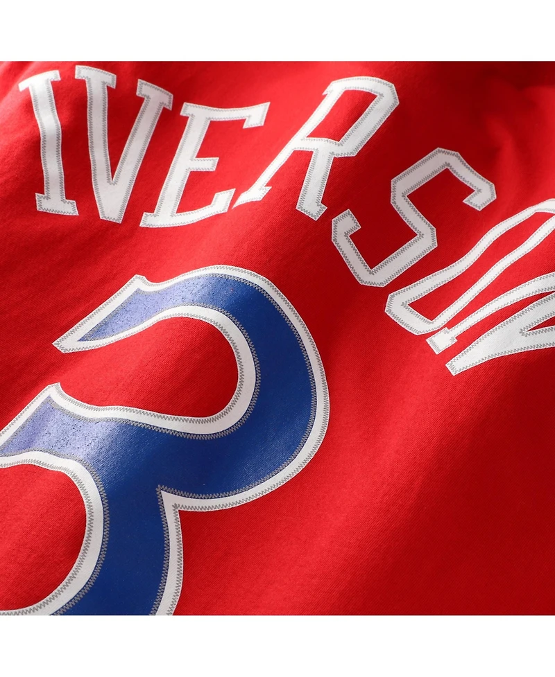 Mitchell & Ness Men's and Women's Allen Iverson Red Philadelphia 76ers Hardwood Classics Name Number T-Shirt
