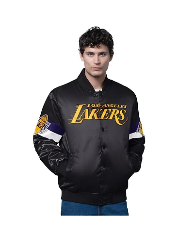 Starter Men's Los Angeles Lakers Triple Option Varsity Full-Snap Satin Jacket