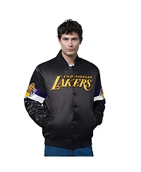 Starter Men's Los Angeles Lakers Triple Option Varsity Full-Snap Satin Jacket