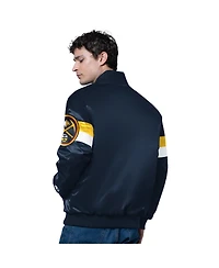 Starter Men's Navy Denver Nuggets Triple Option Varsity Full-Snap Satin Jacket