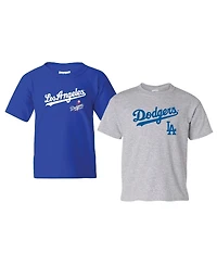 Soft As A Grape Big Boys and Girls Royal/Heather Gray Los Angeles Dodgers Cooperstown 2-Pack T-Shirt Set
