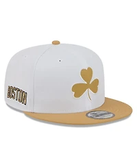 New Era Men's White/Gold Boston Celtics 2025/26 City Edition 9FIFTY Snapback Hat