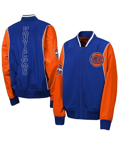 Outerstuff Big Boys and Girls Blue/Orange New York Knicks Two-Pointer Full-Zip Windbreaker Jacket