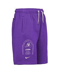 Nike Big Boys and Girls Purple Los Angeles Lakers Courtside Club Fleece Shorts