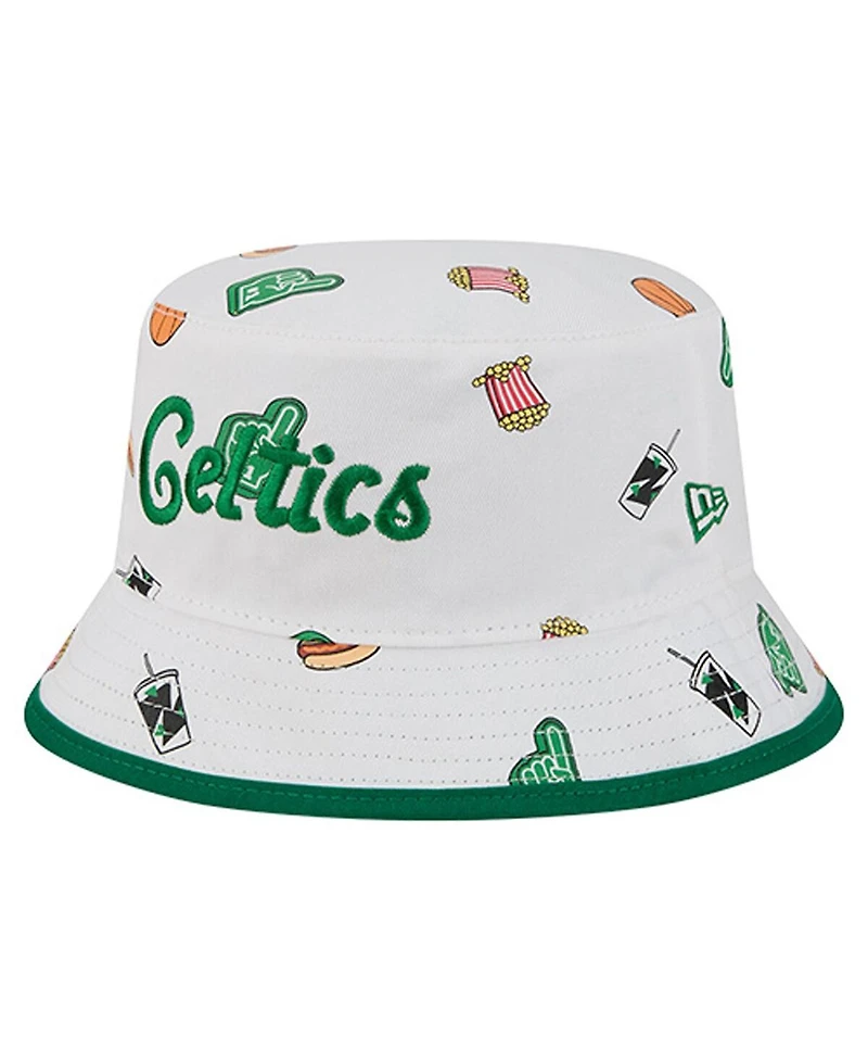 New Era Men's White Boston Celtics Team Cheer Reversible Bucket Hat