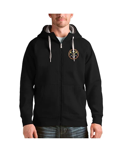 Antigua Men's Black Denver Nuggets Logo Victory Full-Zip Hoodie