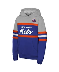 Mitchell & Ness Big Boys and Girls Royal/Grey New York Mets Cooperstown Head Coach Pullover Hoodie