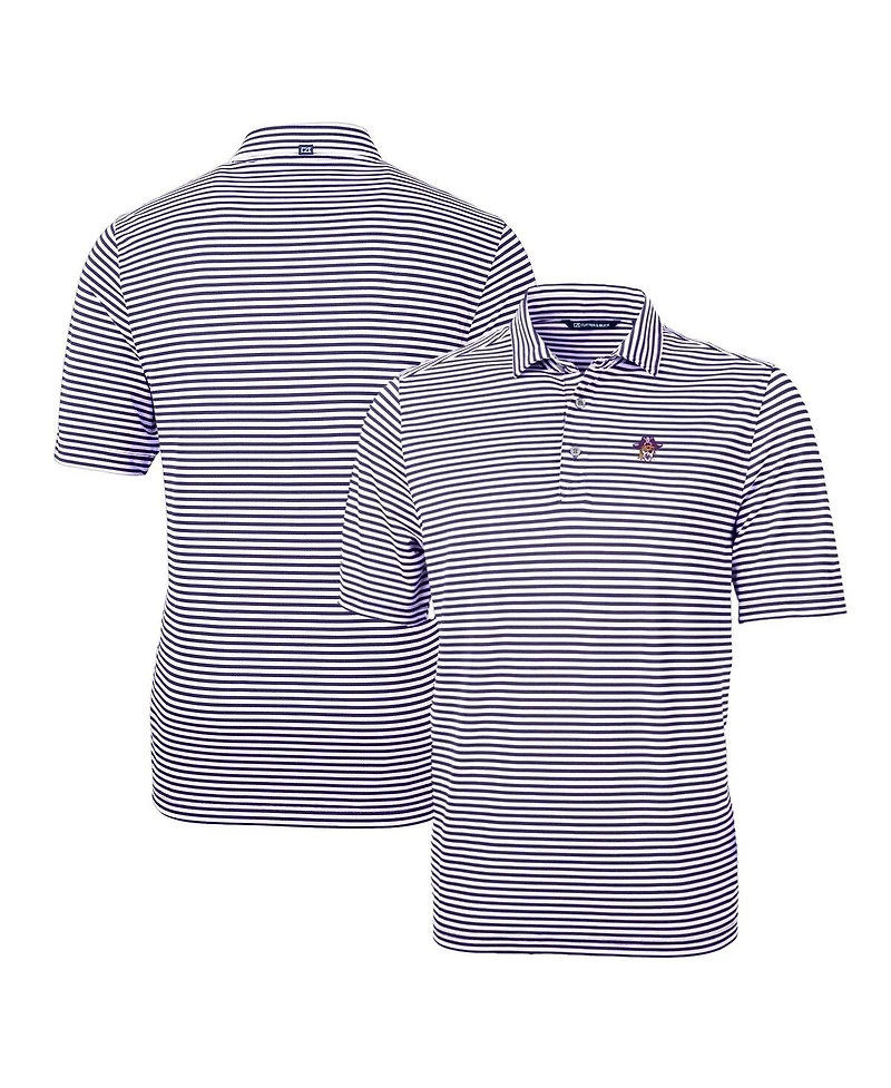 Cutter & Buck Men's Purple Ecu Pirates Throwback Logo Virtue Eco Pique Stripe Polo Shirt