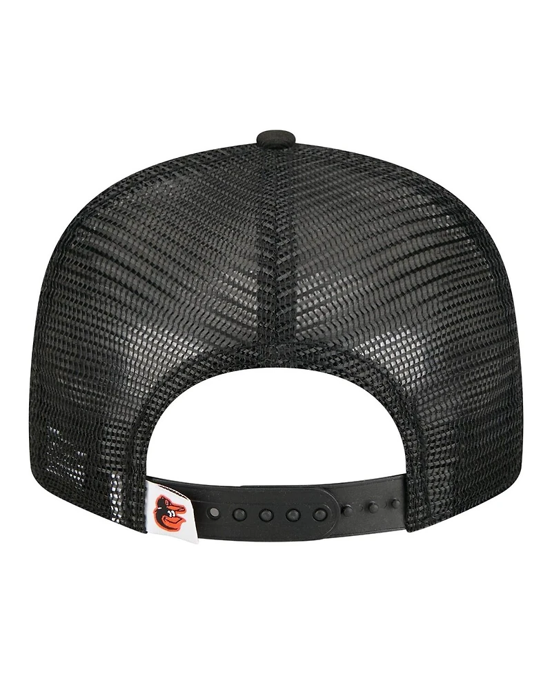 New Era Big Boys and Girls Black Baltimore Orioles 9FIFTY Trucker Snapback Hat