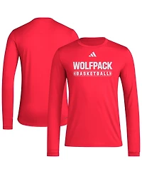 Adidas Men's Red Nc State Wolfpack On-Court Pregame Long Sleeve T-Shirt