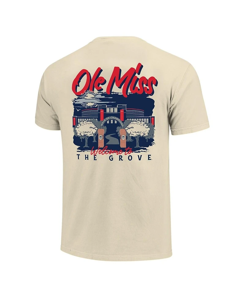 Image One Men's Natural Ole Miss Rebels Comfort Colors Hand-Drawn Campus Stack T-Shirt