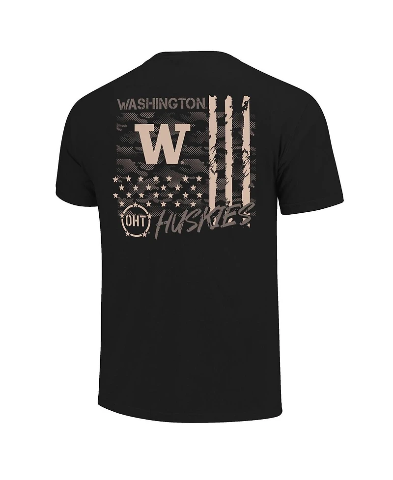 Image One Men's Black Washington Huskies Comfort Colors Oht Camo Overlay T-Shirt