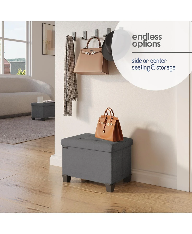 Nestl 16 Inch Ottoman Storage Bench with Storage Bins
