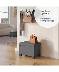 Nestl 16 Inch Ottoman Storage Bench with Storage Bins