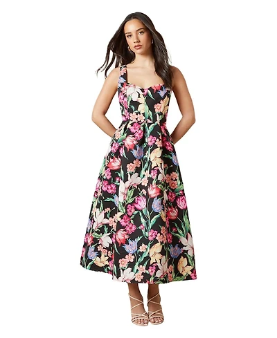 Oasis Women's Occasion Floral Strappy Twill Midi Dress