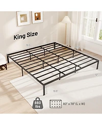 Gymax King Size Metal Bed Frame Heavy Duty Support Slats Mattress Foundation