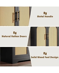 gaomon Sideboard Buffet Cabinet - Credenza Storage with 2 Rattan doors and Shelves,Console Table Accent Coffee Bar