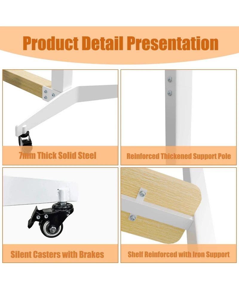 Unho Tv Cart Rolling Stand 40-100 Inch,Heavy Duty 220lbs,Height Adjustable,Lockable Wheels,Vesa 800x600