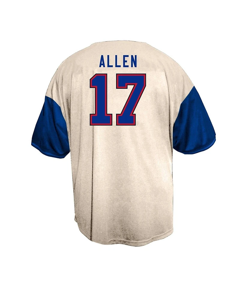 Fanatics Men's Josh Allen Cream Buffalo Bills Big & Tall Baseball Button-Up Shirt