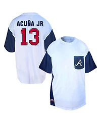 Fanatics Men's Profile Ronald Acuna Jr. White/Navy Atlanta Braves Big & Tall Player Name Number T-Shirt