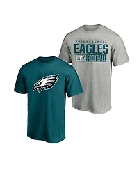Fanatics Men's Heather Gray/Midnight Green Philadelphia Eagles Big & Tall 2-Pack T-Shirt Set