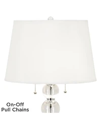 Vienna Full Spectrum Modern Table Lamp 28 Inches Tall with Square Riser Stacked Crystal Spheres Drum Shade for Bedroom Living Room House Home Bedside