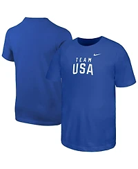 Nike Big Boys and Girls Royal Team Usa Wordmark T-Shirt