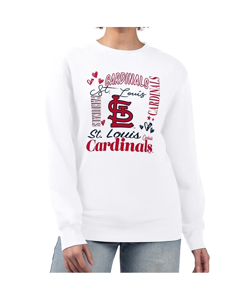 G-iii 4Her by Carl Banks Women's White St. Louis Cardinals Collage Team Graphic Fleece Pullover Hoodie