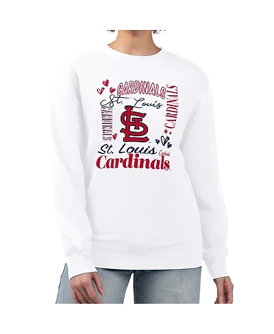 G-iii 4Her by Carl Banks Women's White St. Louis Cardinals Collage Team Graphic Fleece Pullover Hoodie