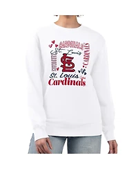 G-iii 4Her by Carl Banks Women's White St. Louis Cardinals Collage Team Graphic Fleece Pullover Hoodie