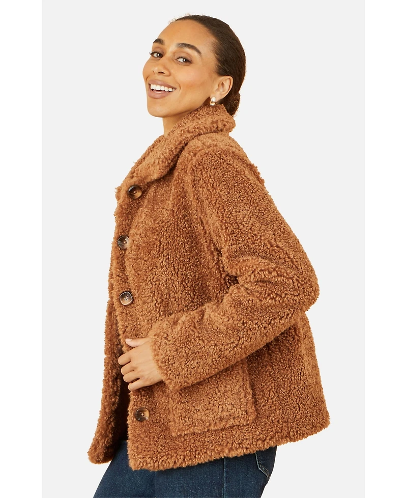 Yumi Women's Short Teddy Bear Jacket