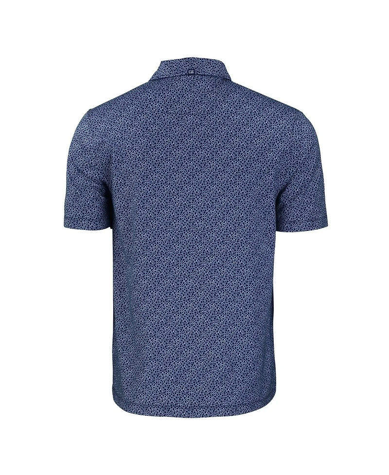 Cutter & Buck Men's Navy Milwaukee Brewers Pike Eco Pebble Print Stretch Polo Shirt