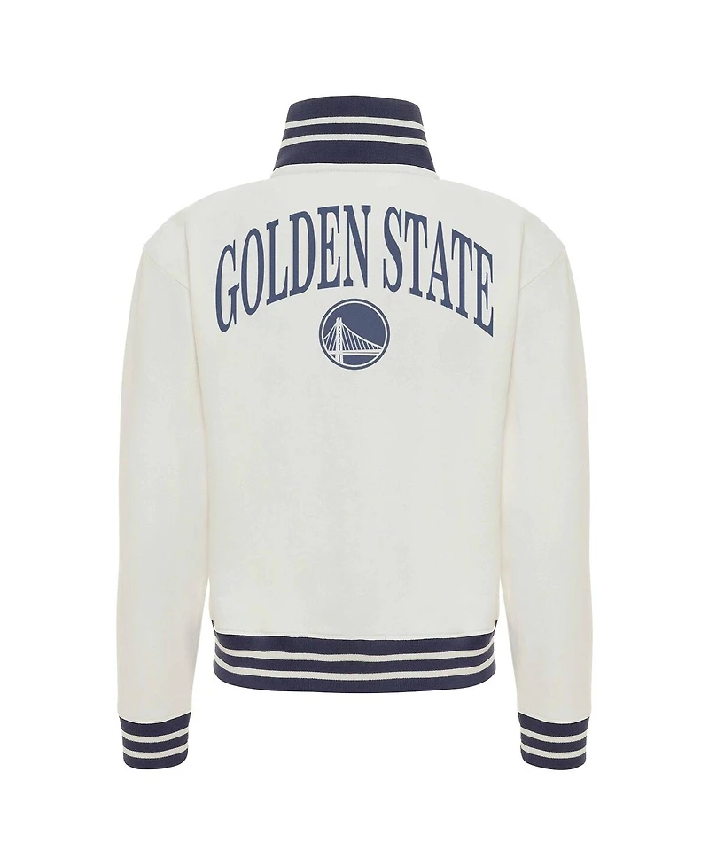 Sportiqe Women's Cream Golden State Warriors Athletic Club Collection Sutton French Terry Full-Zip Jacket