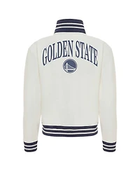 Sportiqe Women's Cream Golden State Warriors Athletic Club Collection Sutton French Terry Full-Zip Jacket