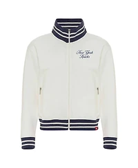 Sportiqe Women's Cream New York Knicks Athletic Club Collection Sutton French Terry Full-Zip Jacket
