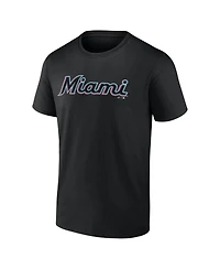 Logo Athletic Men's Black Miami Marlins Wordmark T-Shirt