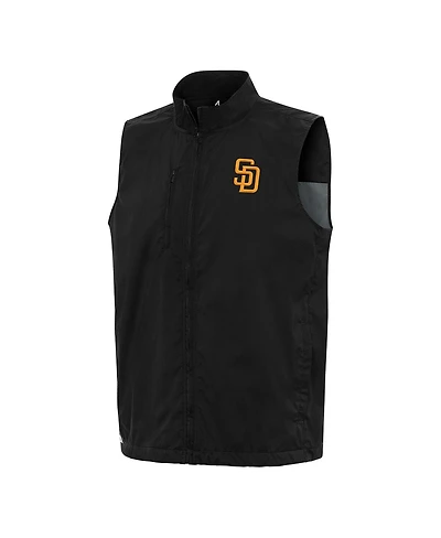 Antigua Men's Black San Diego Padres Brisk Full-Zip Vest