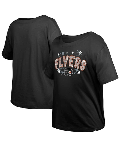 New Era Girl's Big Boys and Girls Black Philadelphia Flyers Flip Sequin T-Shirt