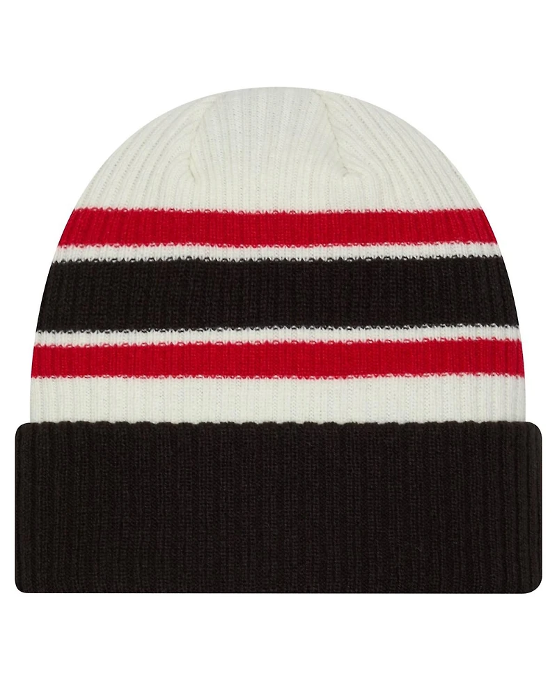 New Era Men's Cream/Black Buffalo Sabres Vintage Cuffed Knit Hat