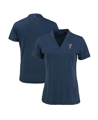 Cutter & Buck Women's Heather Navy Philadelphia Phillies Forge Stretch Blade DryTec V-Neck Polo Shirt