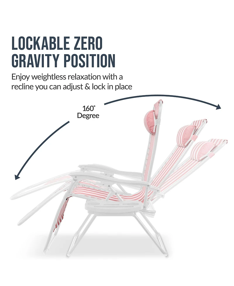 Best Choice Products Set of 2 Extra Wide Zero Gravity Lounge Chair Recliners w/ Cup Holder