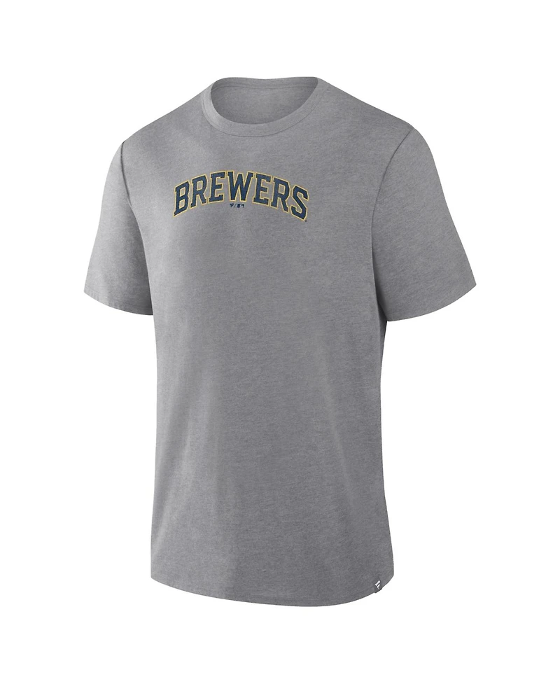 Fanatics Men's Heather Gray Milwaukee Brewers Play Tribute Tri-Blend T-Shirt