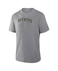 Fanatics Men's Heather Gray Milwaukee Brewers Play Tribute Tri-Blend T-Shirt