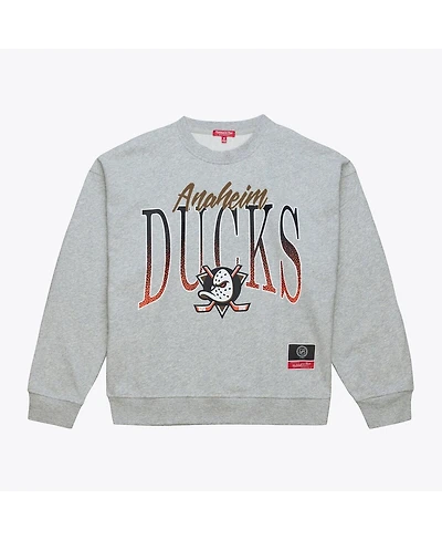 Mitchell & Ness Women's Heather Gray Anaheim Ducks Hockey Night Sweatshirt